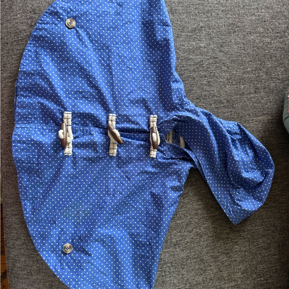 Blue Polka Dot Dog Coat with Toggle Closures